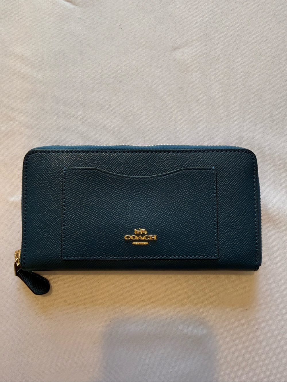 Coach Saffiano Zip Wallet in Teal Blue